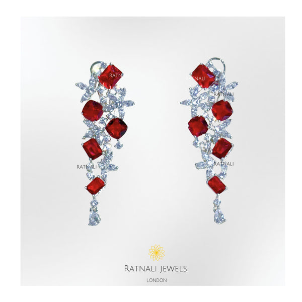 ruby diamond  chandelier earrings