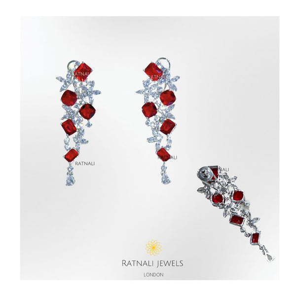 Ruby diamond statement earrings