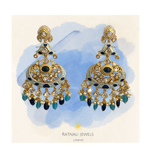 Nilambri Moti | Gold Plated Polki gemstone Earrings, Vintage-Inspired Indian Ethnic Style earrings