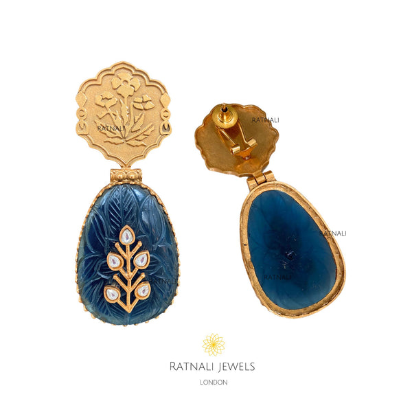 Nilambri Maya| Gold Plated Polki gemstone Earrings, Vintage-Inspired Indian Ethnic Style earrings