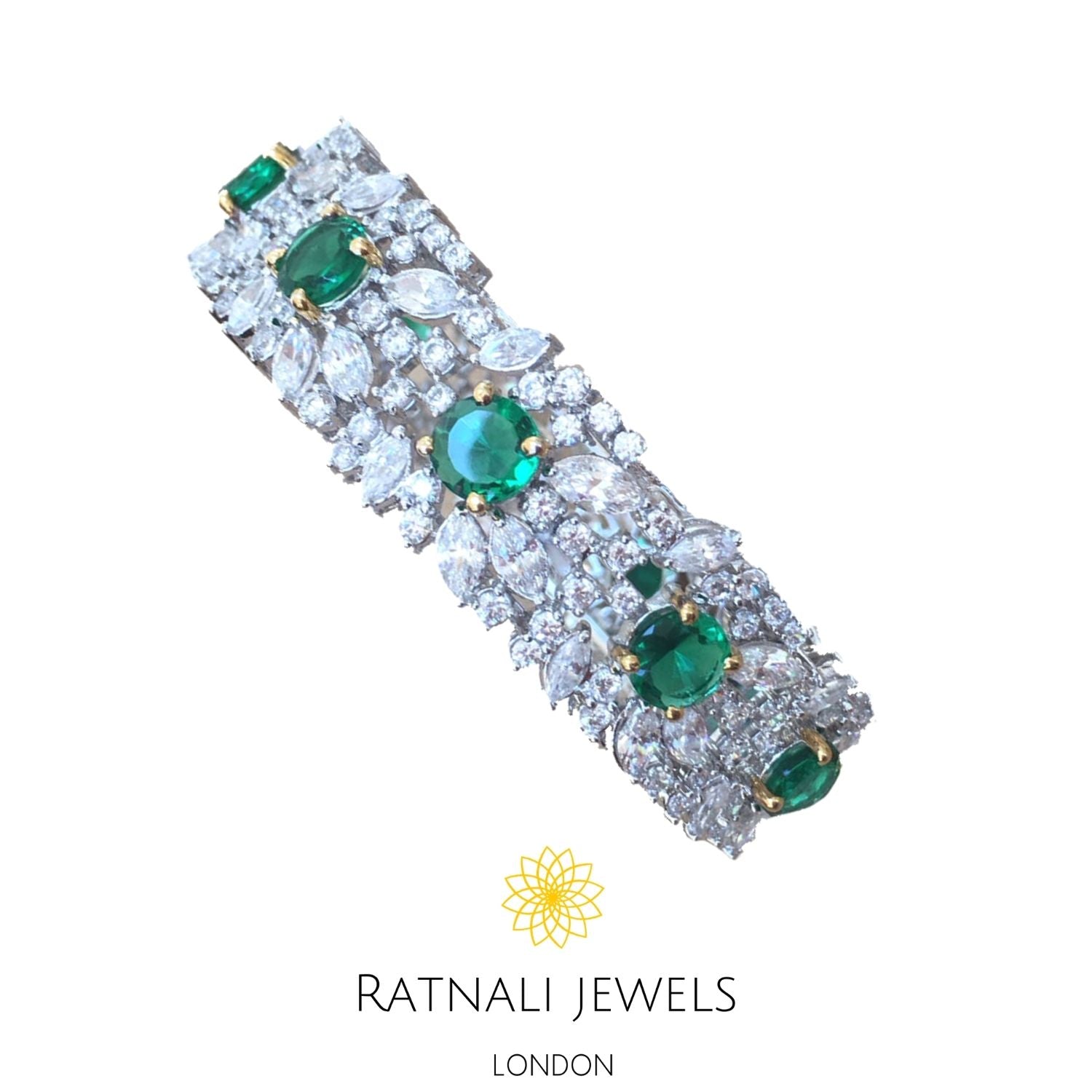 Emerald Cross Diamond Bracelet